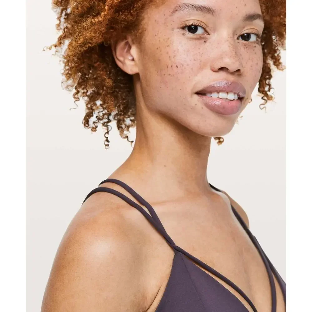 Lululemon Pushing Limits Bra Cyber Purple Size 6 Strappy Longline - Picture 9 of 9